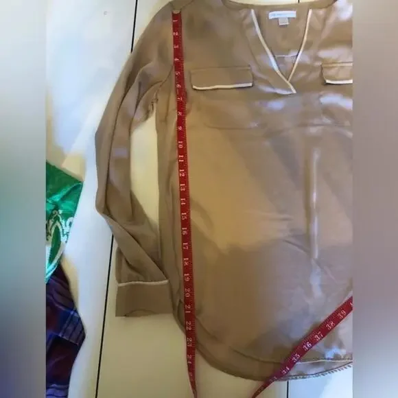 New York & Company Gold Silky Shirt - Size S - Picture 6 of 6